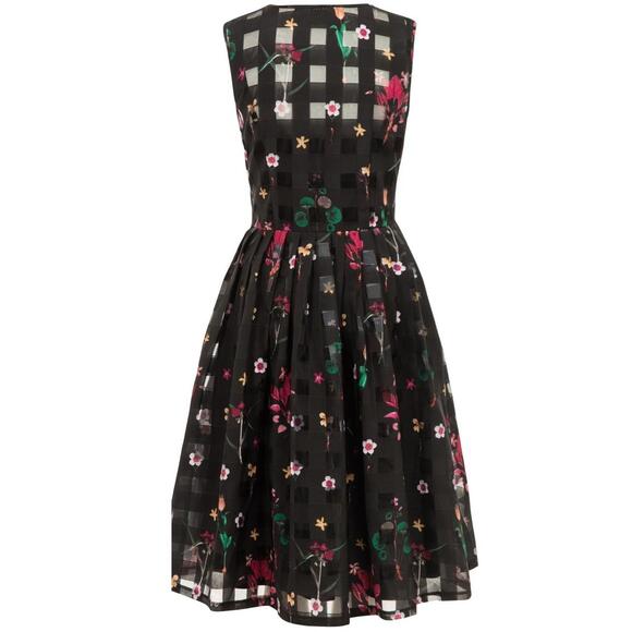 NWT Voodoo Vixen Dress Womens Size Large Black Aline Floral Sleeveless Retro - Picture 12 of 15